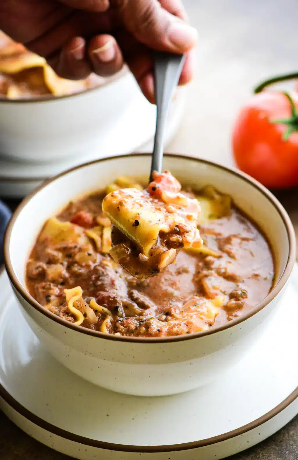 bowl of truffle lasagna soup