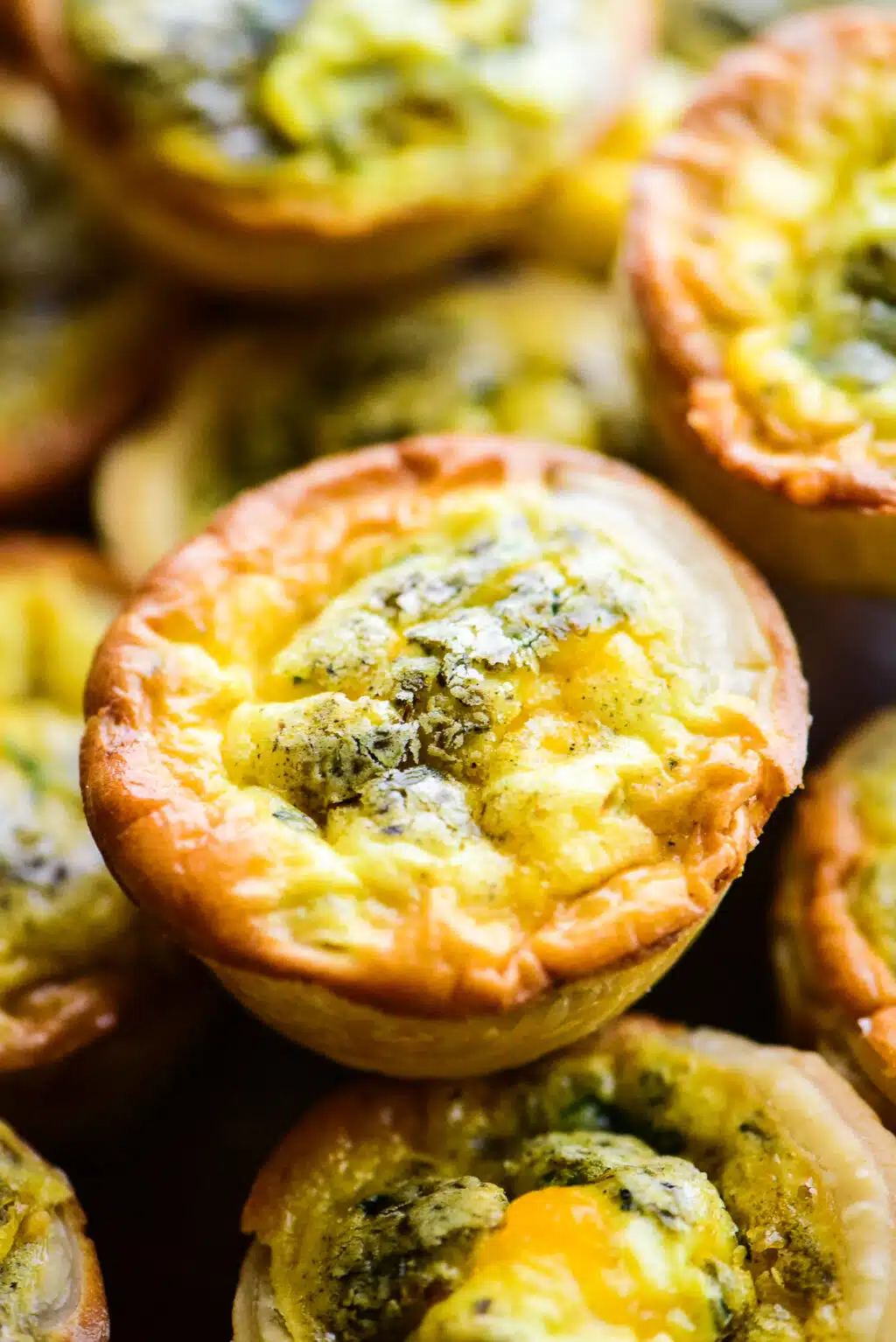close-up shot of mini quiche