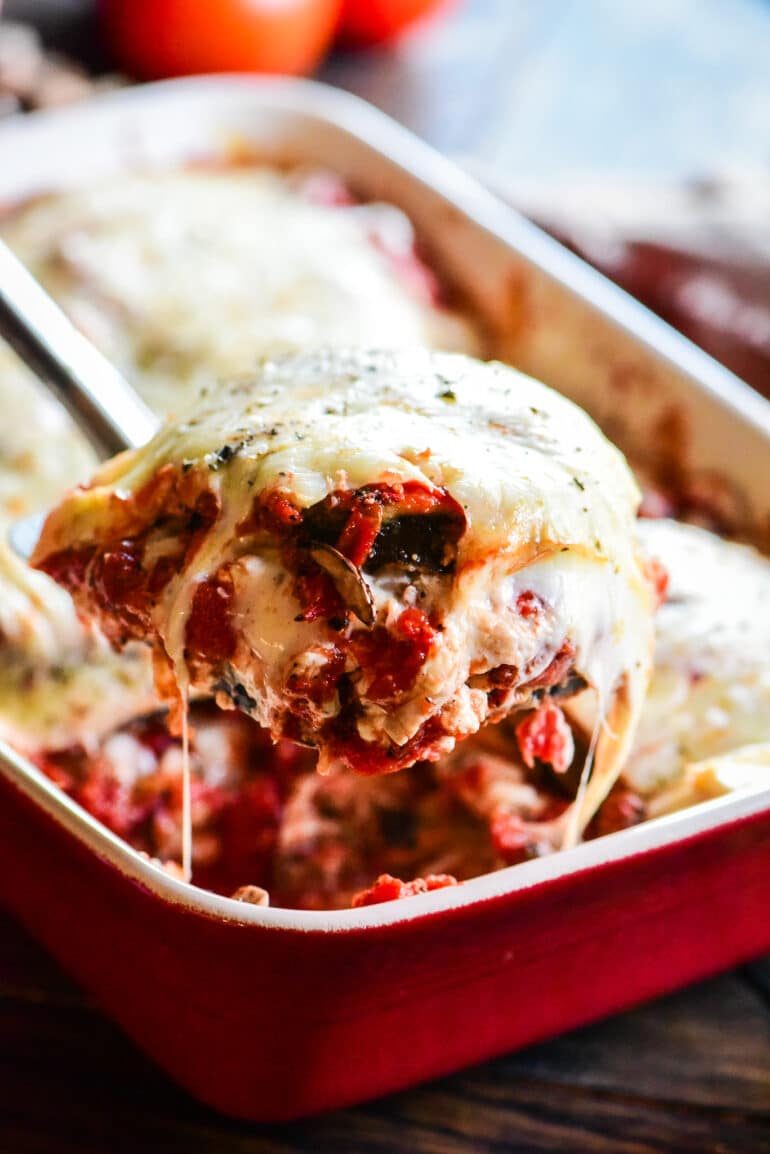 serving eggplant lasagna