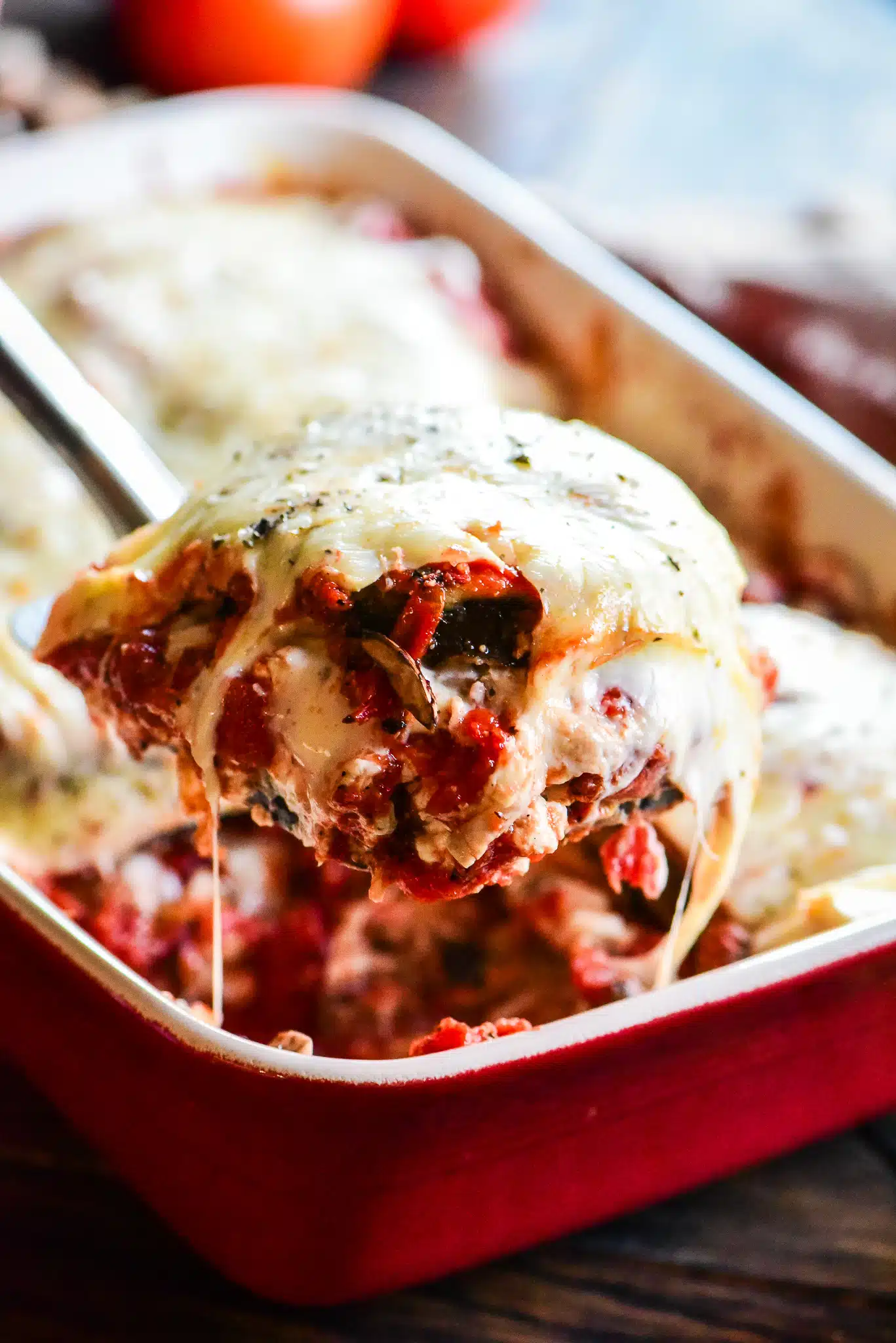 serving eggplant lasagna