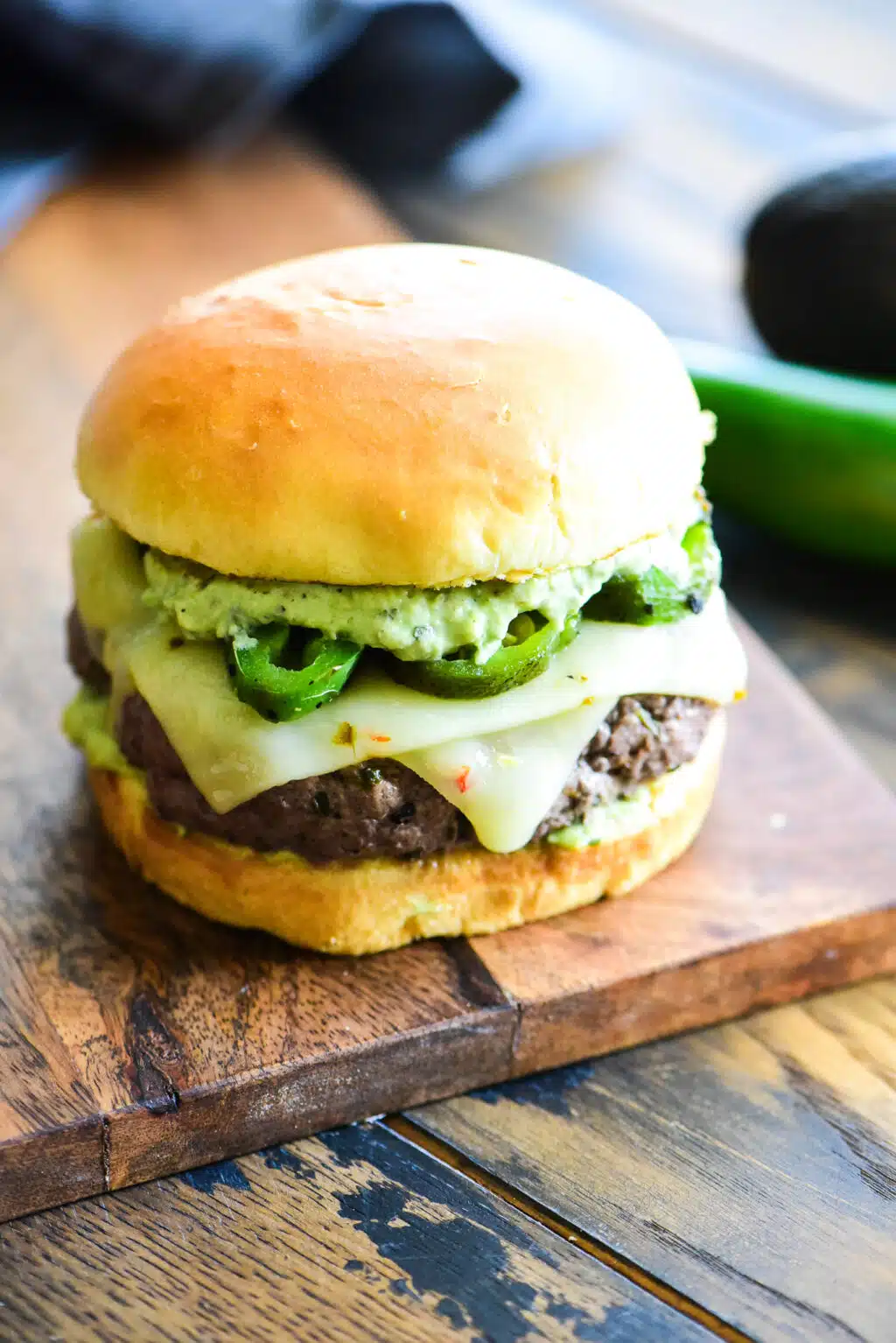 jalapeno burger with fire roasted jalapenos