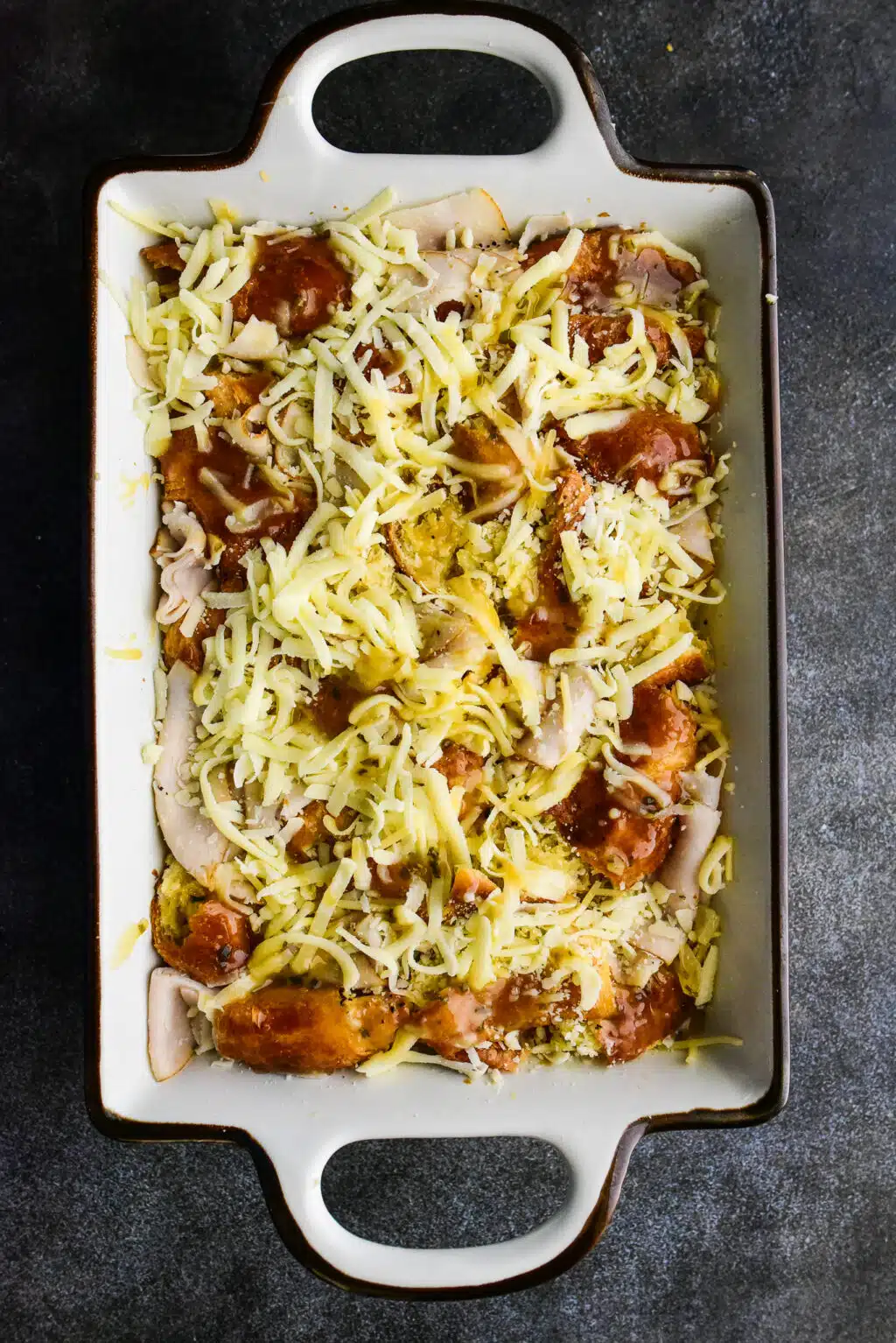 layering casserole ingredients