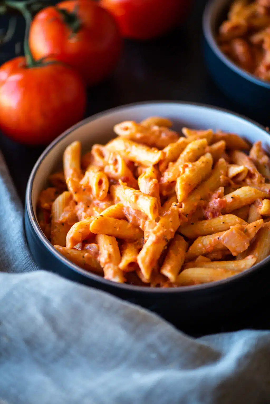 Close of of bowl of penne alla vodka